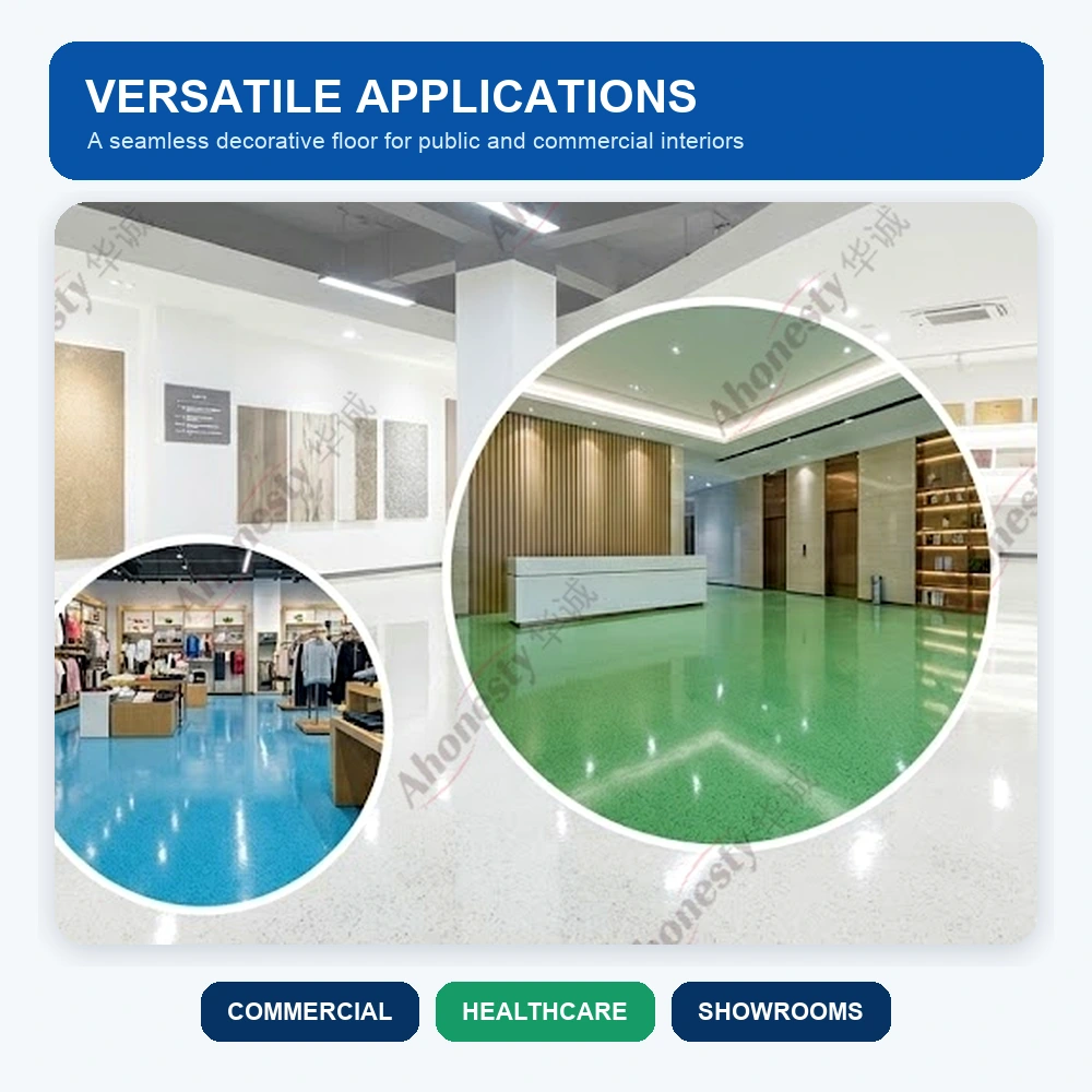 HC51 epoxy color sand flooring applications in commercial, healthcare and showroom spaces