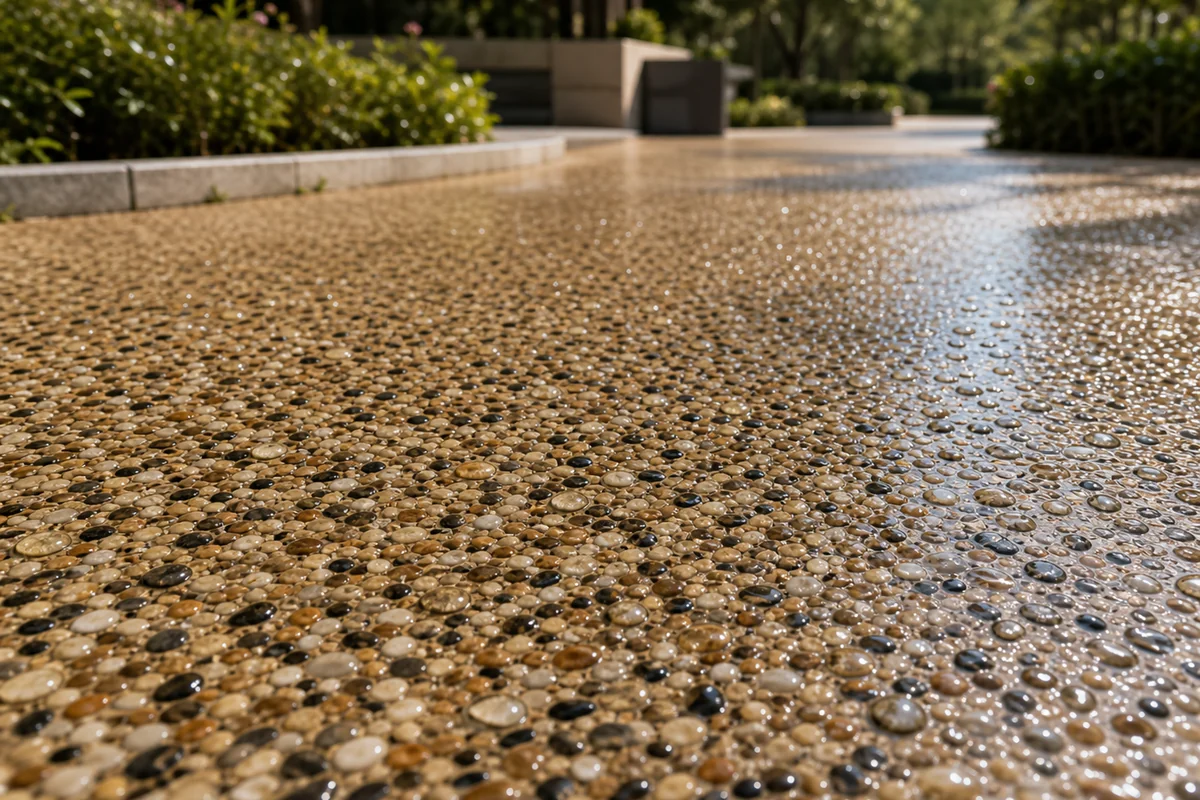 HS47 resin bound clear coat protection on aggregate surface
