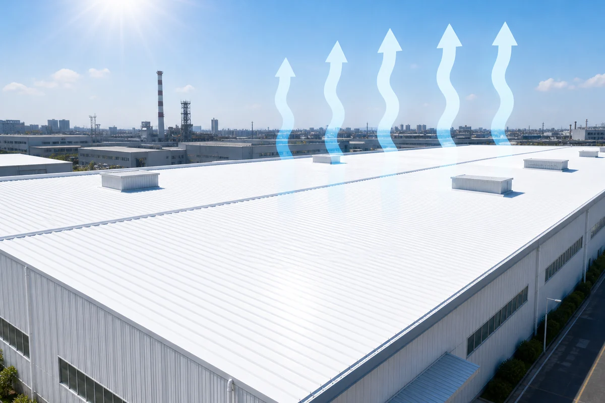 passive radiative cooling coating for white industrial roof heat reduction
