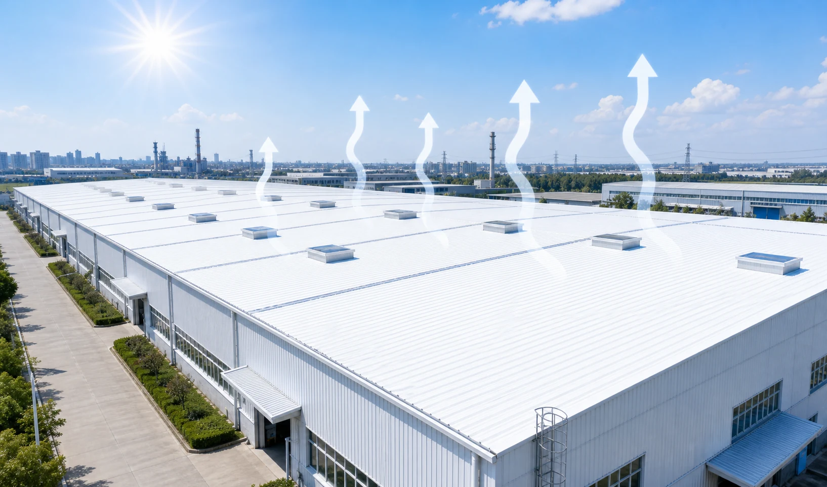 radiative cooling coating for white industrial roof